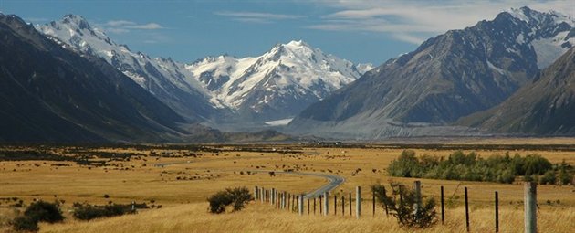 Snekl�dte bjerge i New Zealand