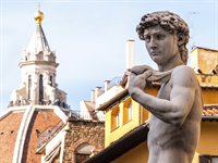 Michelangelo's David og Duomo Katedral, Firenze, Italien