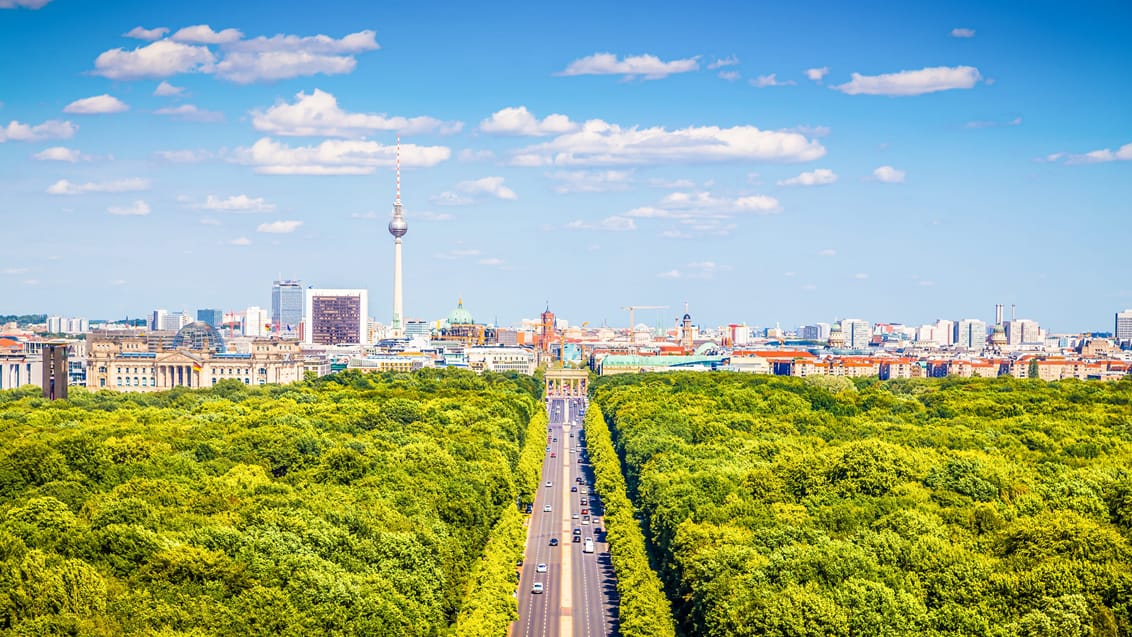 Tiergarten med Berlins højhuse i baggrunden