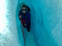 Sabine på tur ved Franz Josef gletscheren