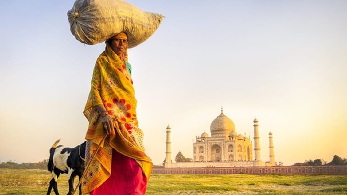 Kvinde ved Taj Mahal, Indien