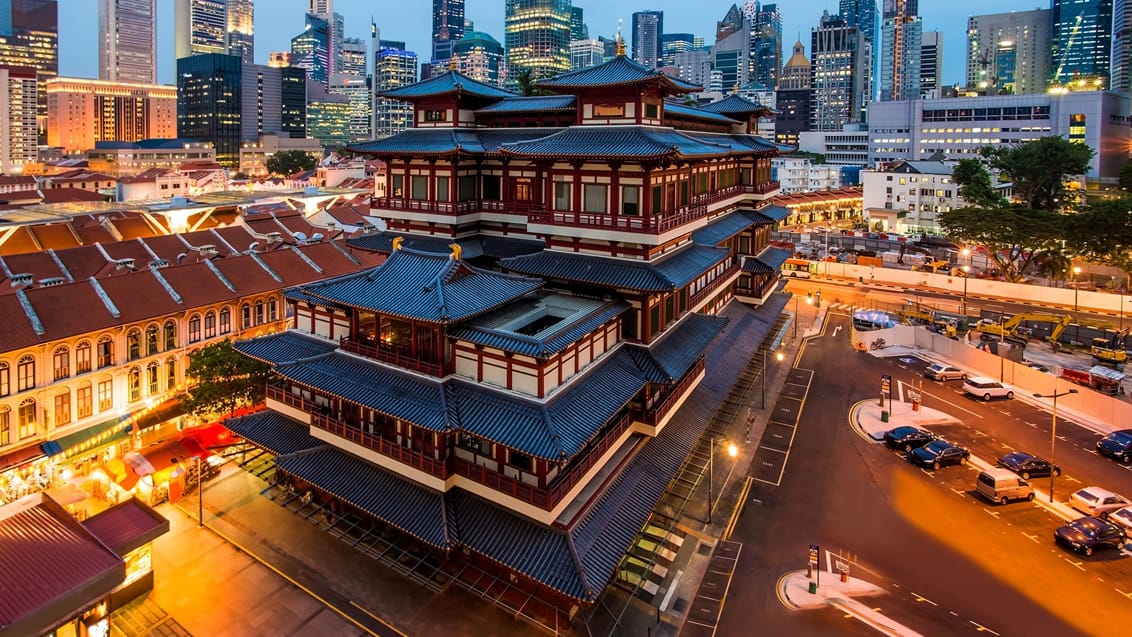Smukke bygninger i Singapores Chinatown