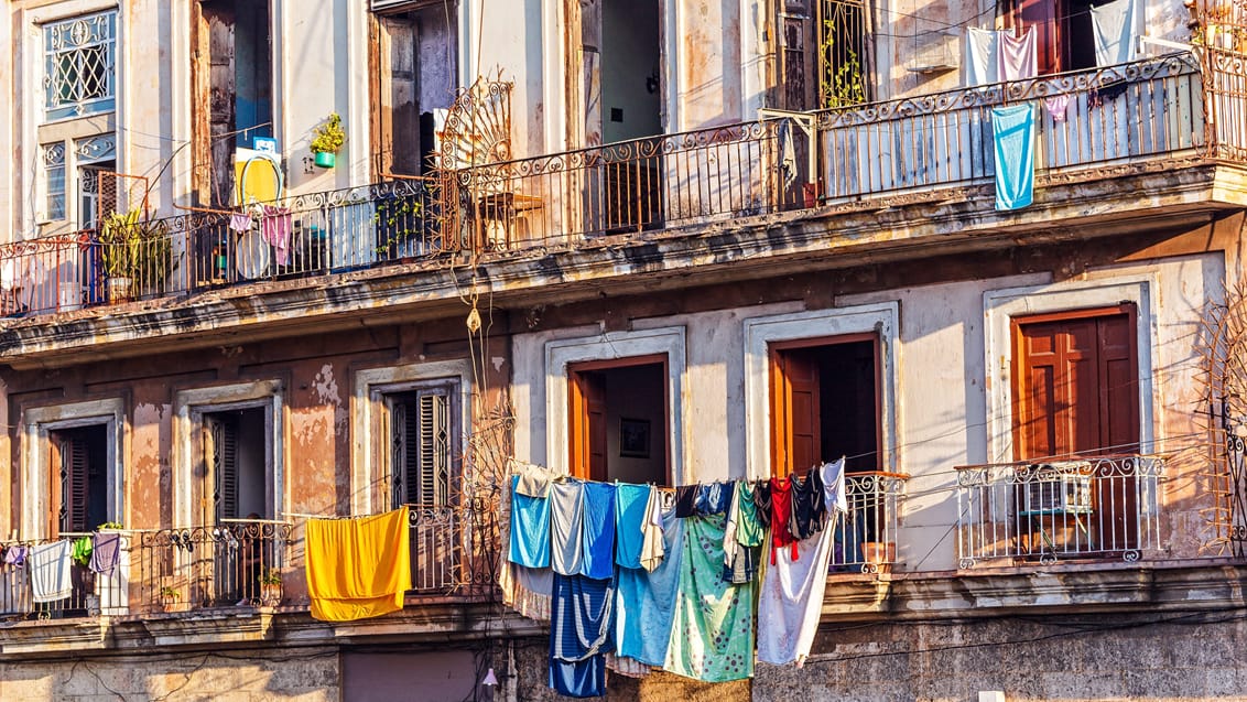 Vasketøj hænger til tørre i Havana