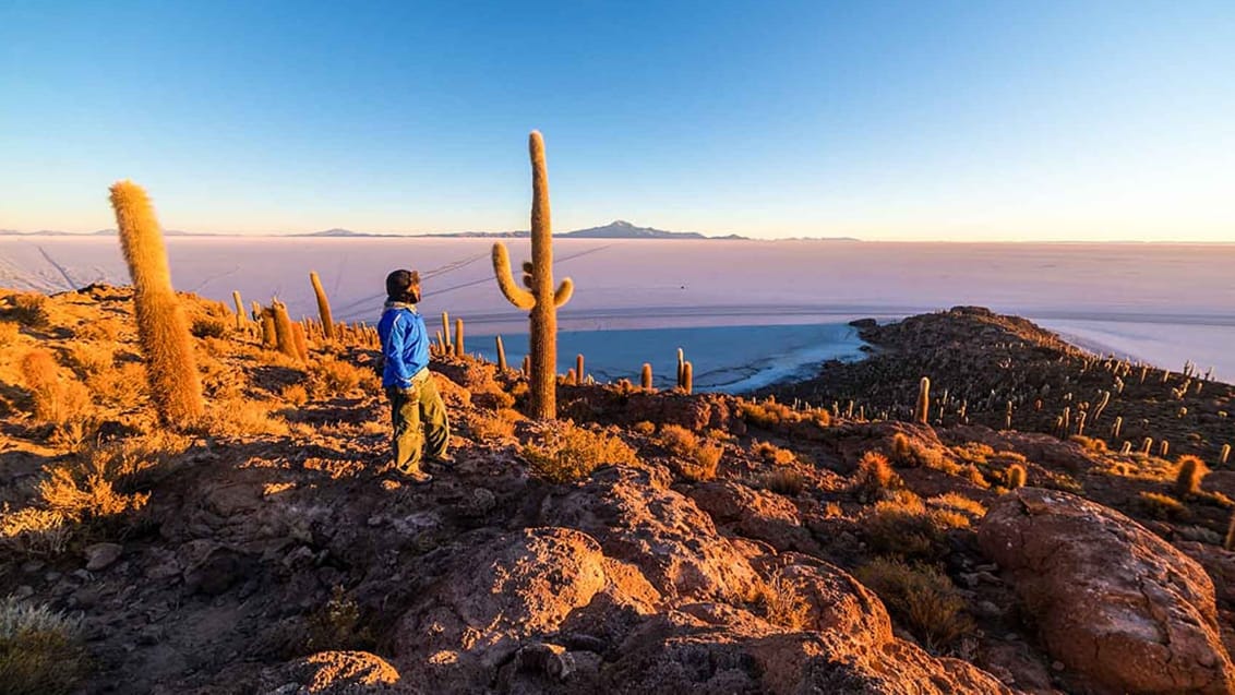 Solnedgang over Salar de Uyuni