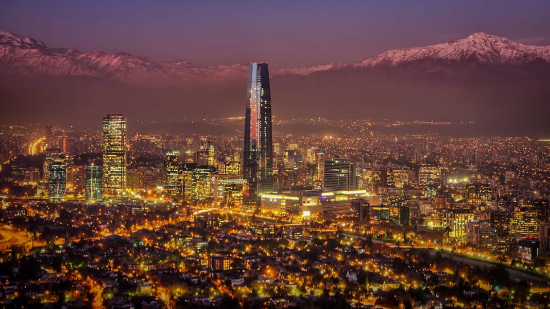 Udsigten over Santiago De Chile og Andesbjergene