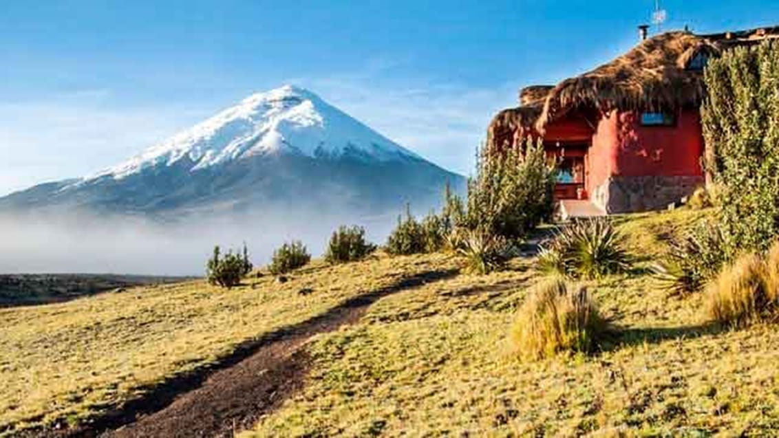 På din lodge i Cotopaxi bor du med udsigt til vulkaner og vilde heste. Her er rig mulighed for at vandre, ride, cykle, tage på det lokale markede eller nyde en god bog ved pejsen