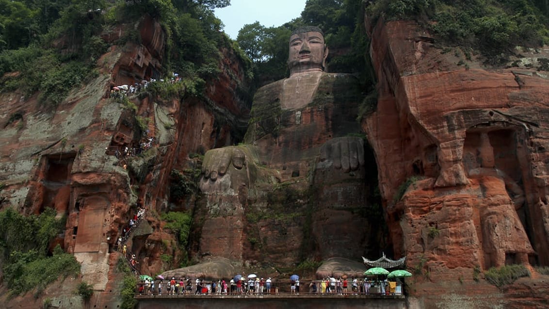 Den imponerende Leshan Giant Buddha udenfor Chengdu