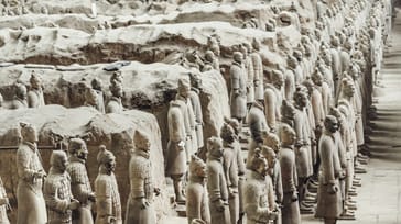 De historiske terrakottakrigere i Xian
