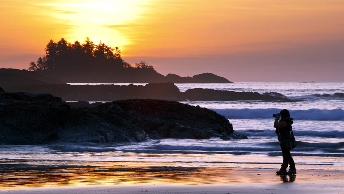 Solnedgang ved Tofino på Vancouver Island