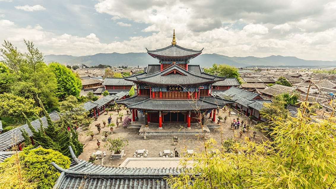 Udsigten over den gamle bydel i Lijiang