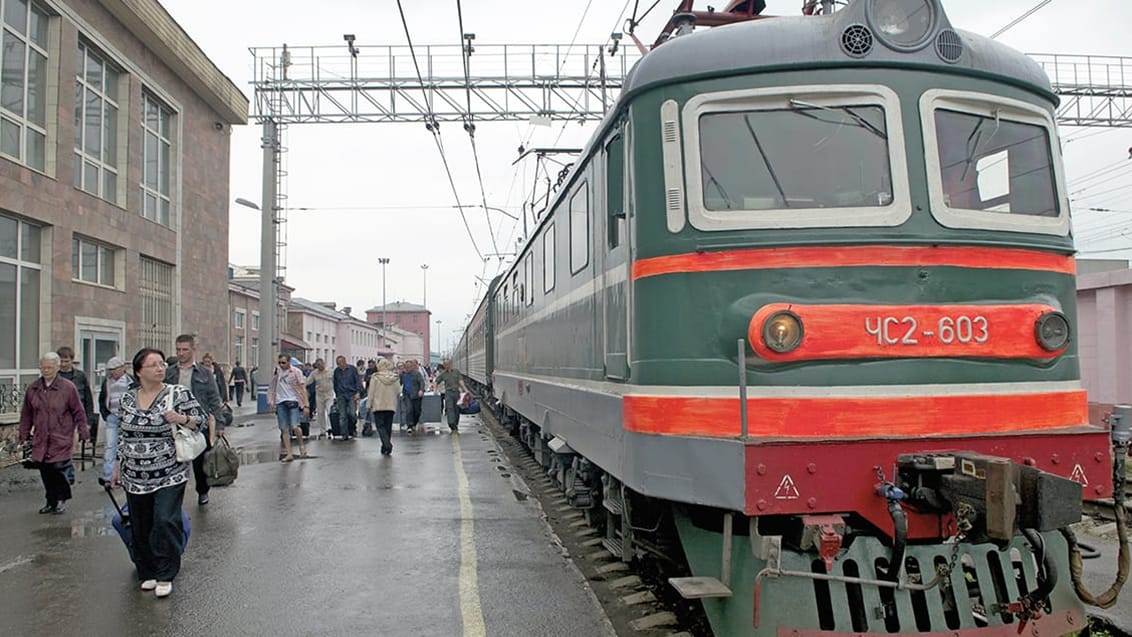 Travlhed på russisk togstation