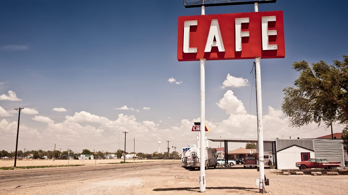 Cafe og dinner langs route 66, USA