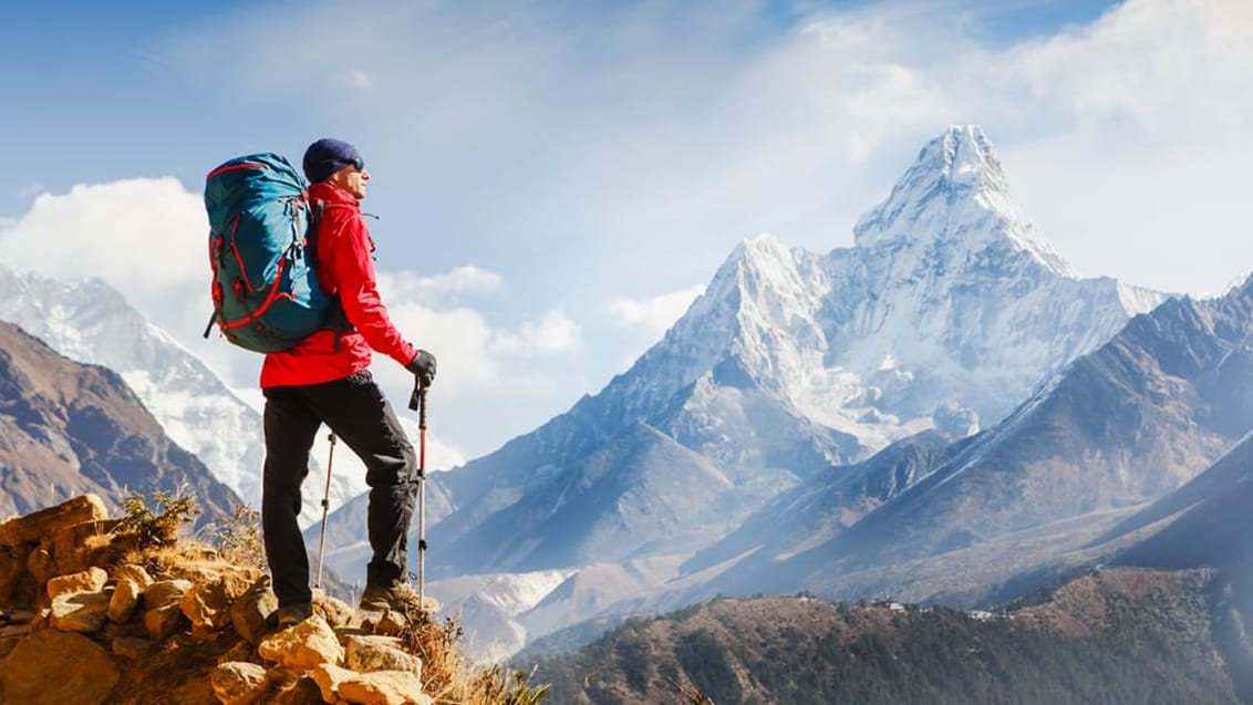 Trekker på ved mod Mount Everest Base Camp