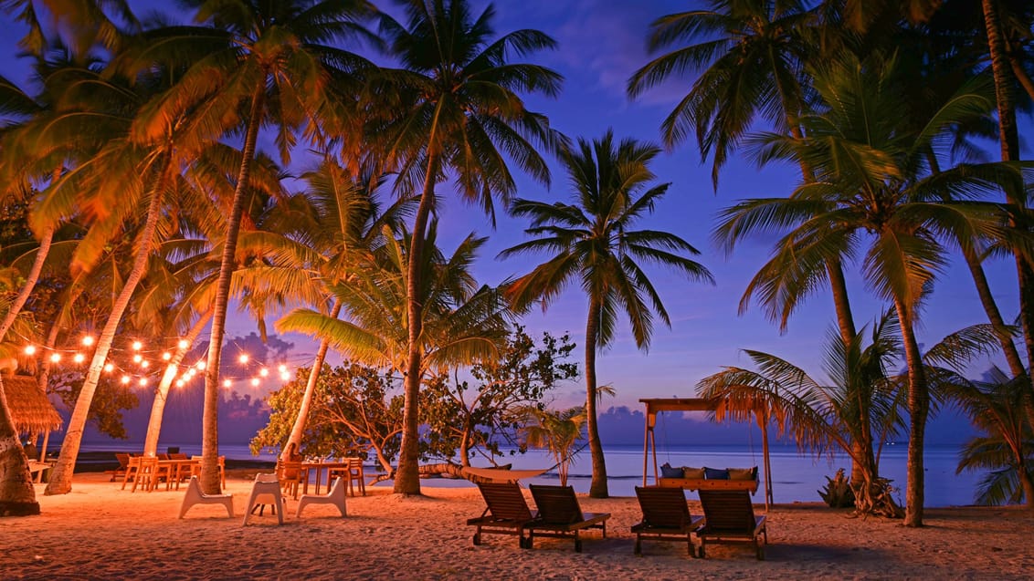 Den private strand ved Veli Villa ved solnedgang