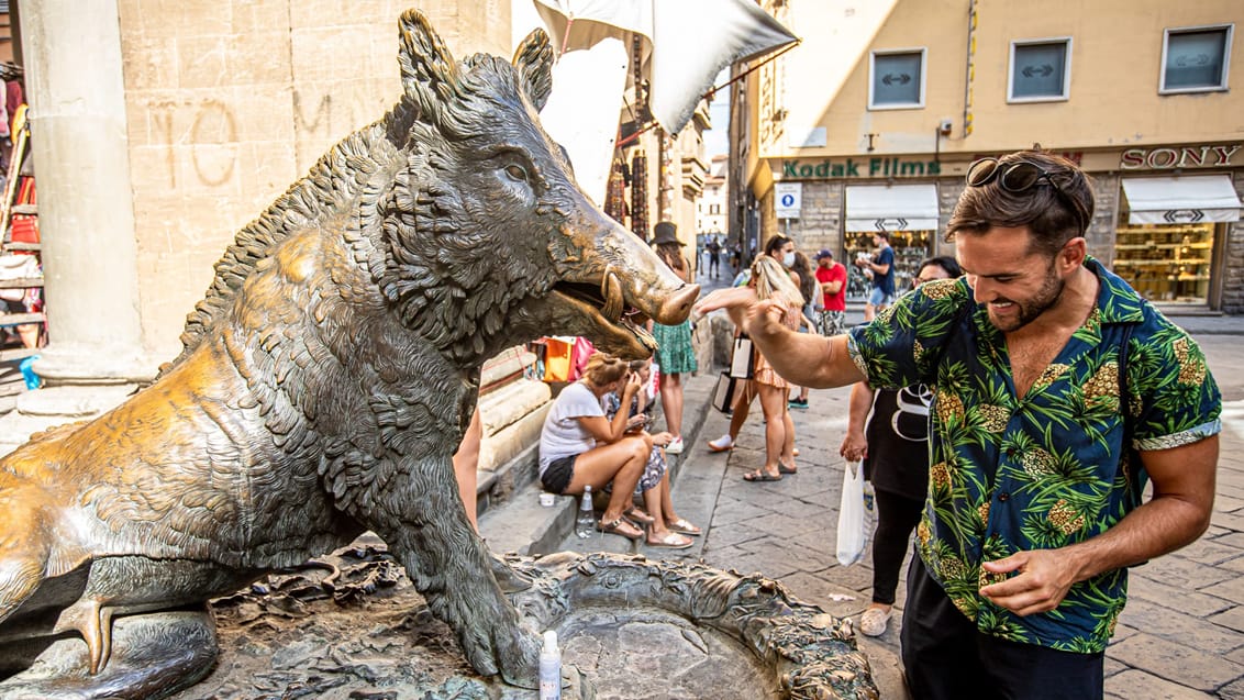 Il Porcellino i Firenze, hvor der ønskes