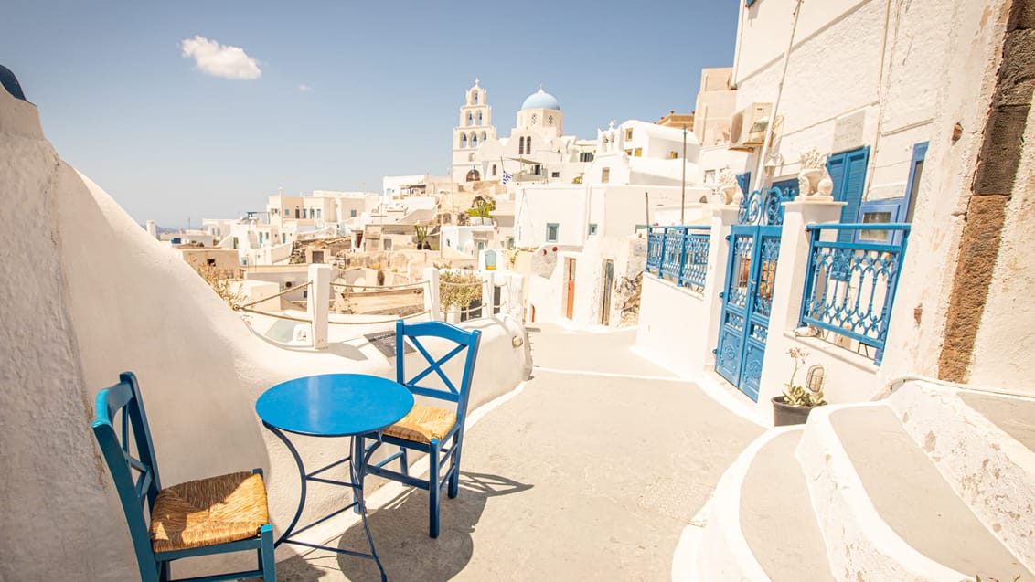 Taverna i Pyrgos på Santorini, Grækenland