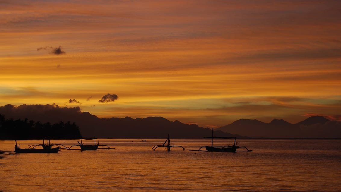 Solnedgang, Bali, Indonesien