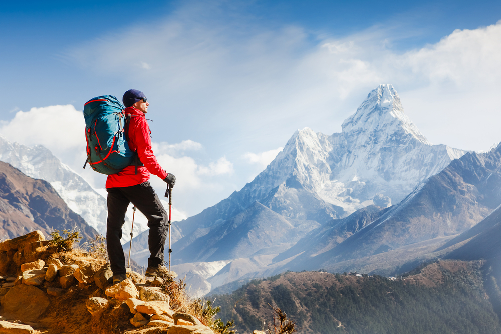 Trekker på ved mod Mount Everest Base Camp