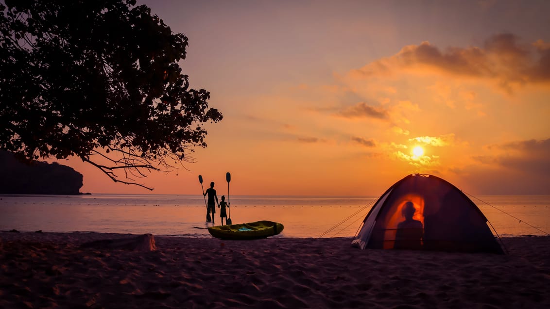 Solnedgang fra ø-camping ved Port Barton