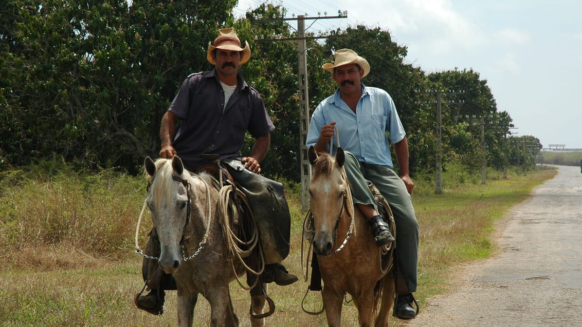 to mænd på heste i Vinales i Cuba