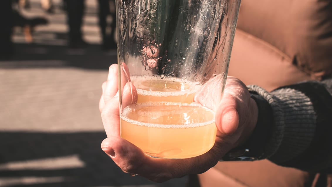 Cider i glas i Asturien Spanien