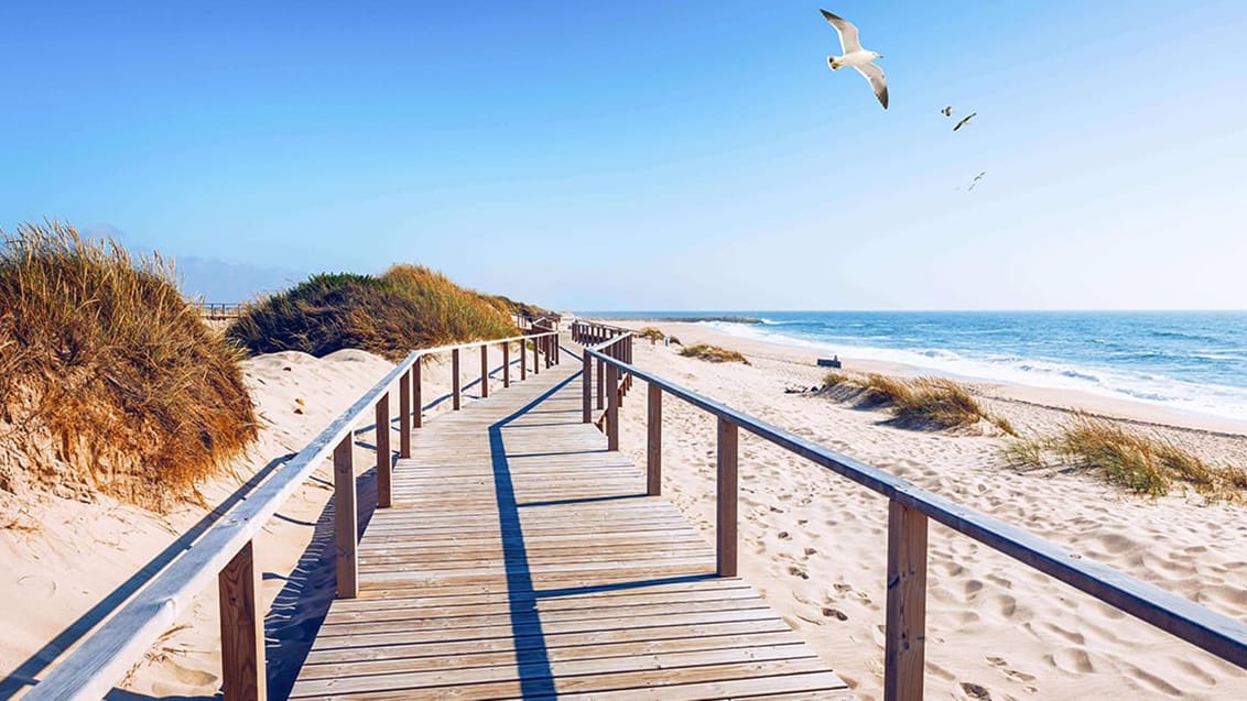 Strand nær Porto i Portugal