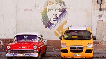 Che Guevara og biler i Havana, Cuba