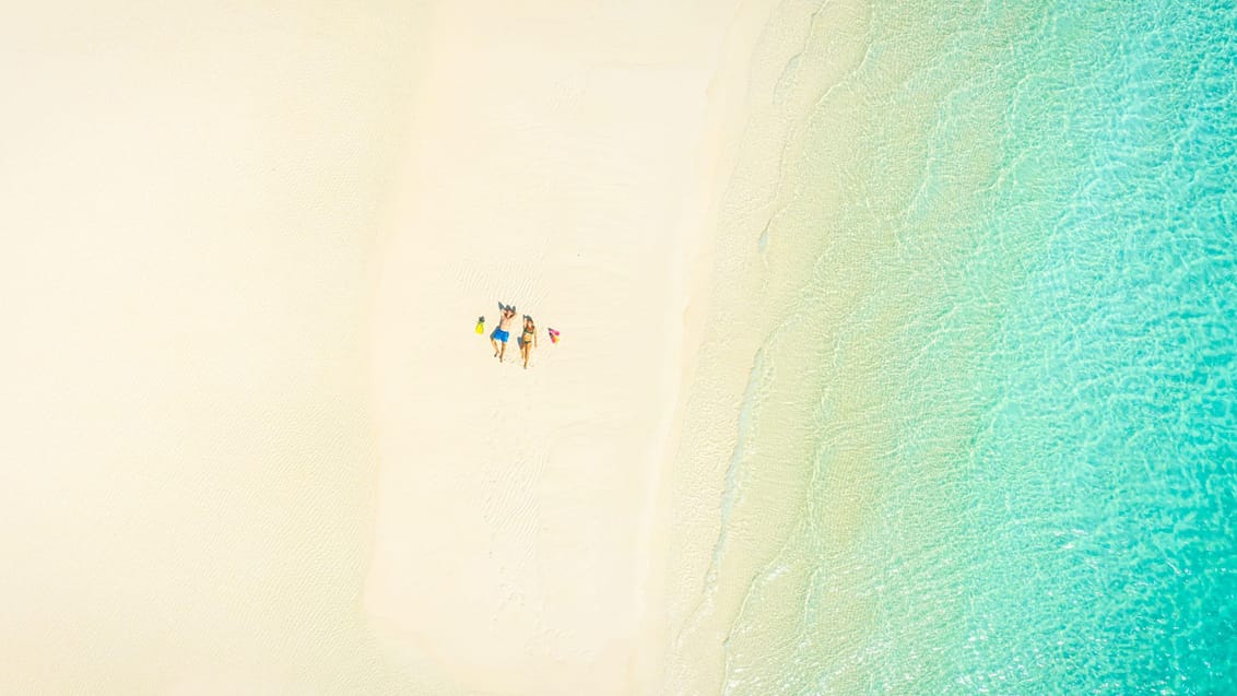 Romantik og afslapning på en sandbanke i Aitutakis lagune
