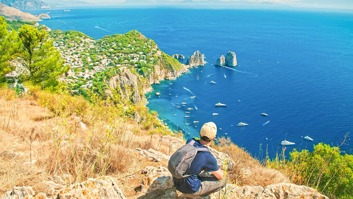 Udsigten fra vandreturen til toppen af Monte Solaro på Capri