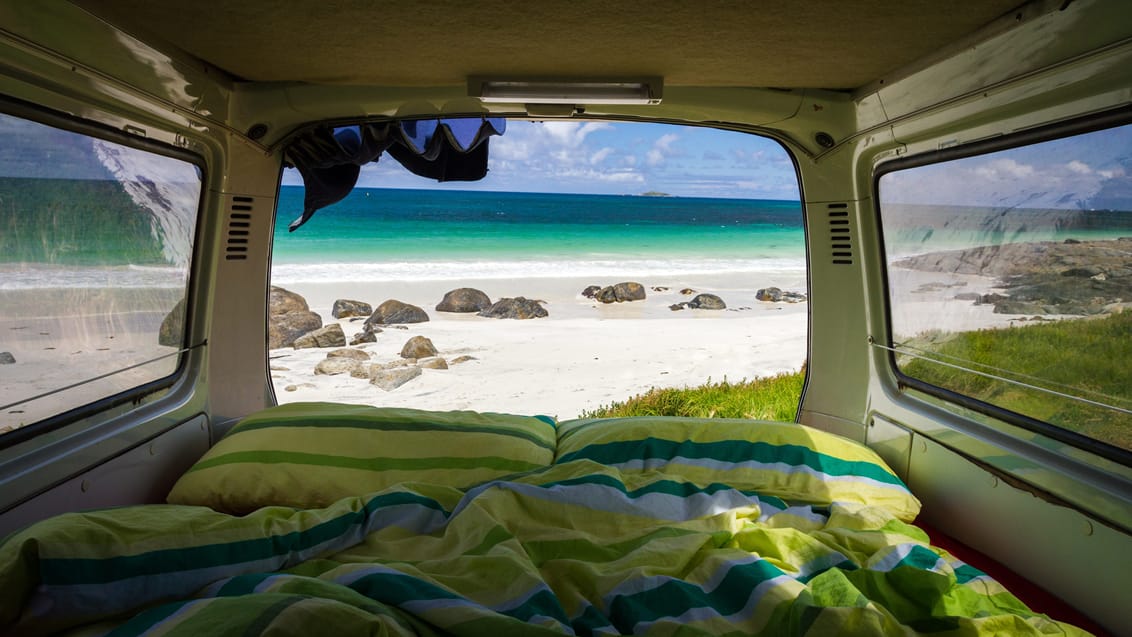 Camper-eventyr på stranden