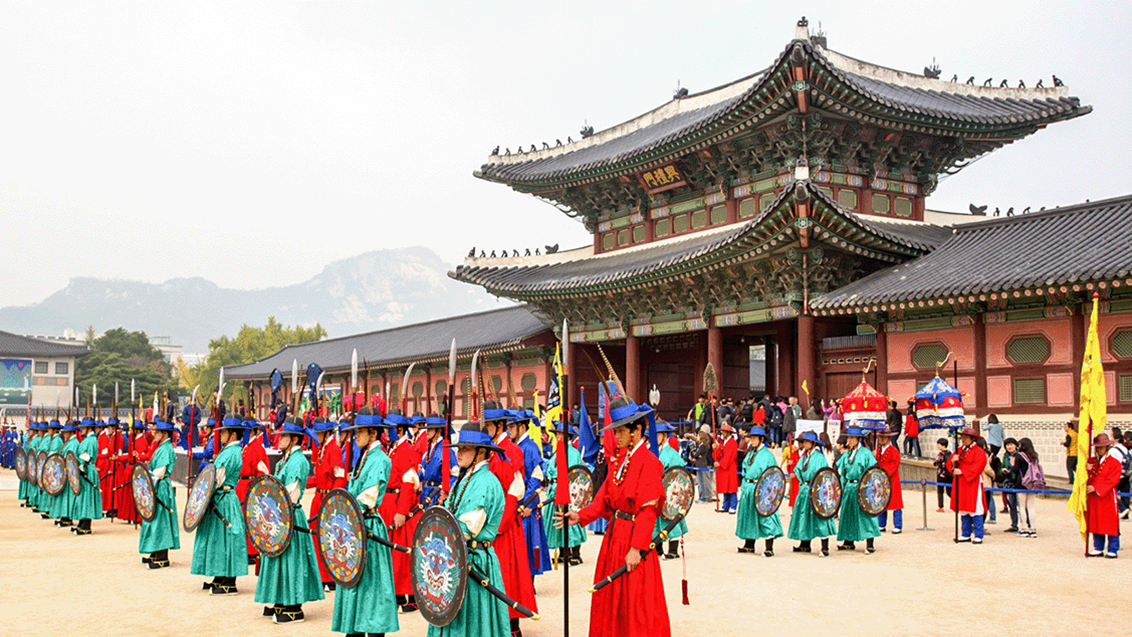 Vagtskifte ved Gyeongbokgung Palace, Seoul