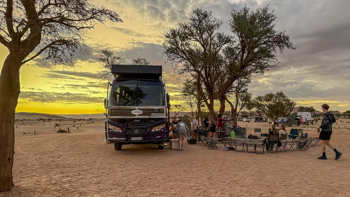 Camp site i Namib ørkenen undervejs på rejsen