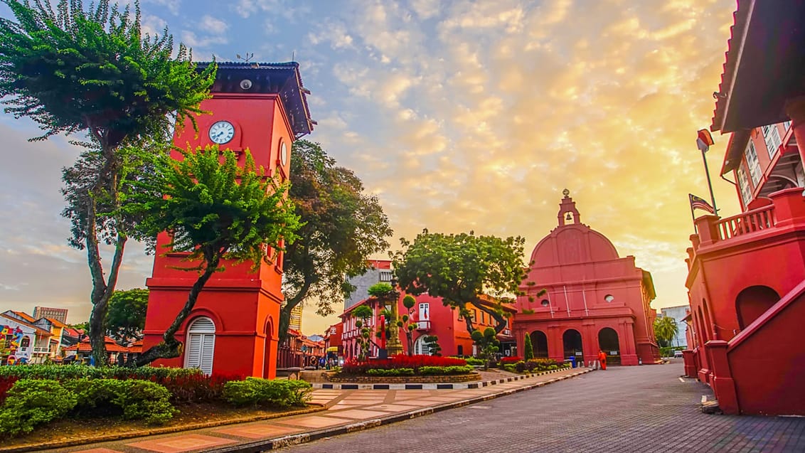 Den røde orientalske bygning Malacca, Malaysia