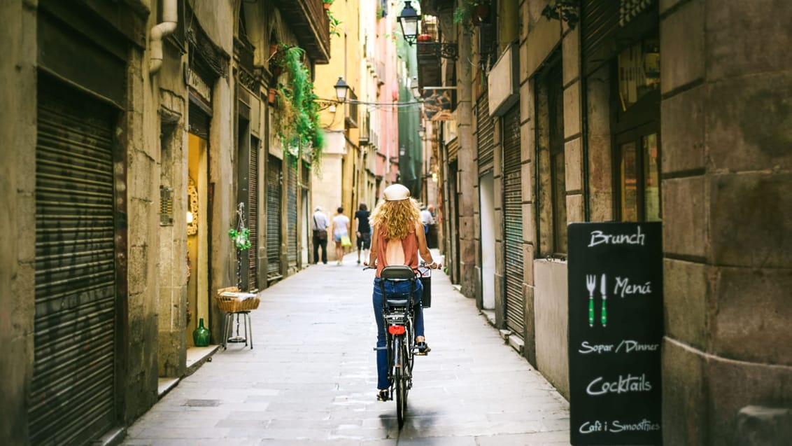 Cykeltur i Barcelonas gader, Spanien