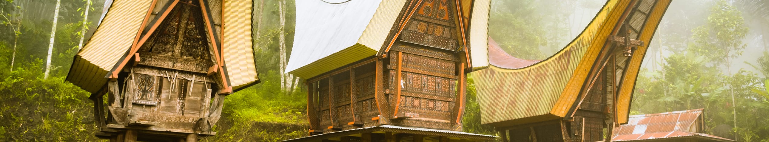 Traditionelle huse i Toraja, Sulawesi, Indonesien