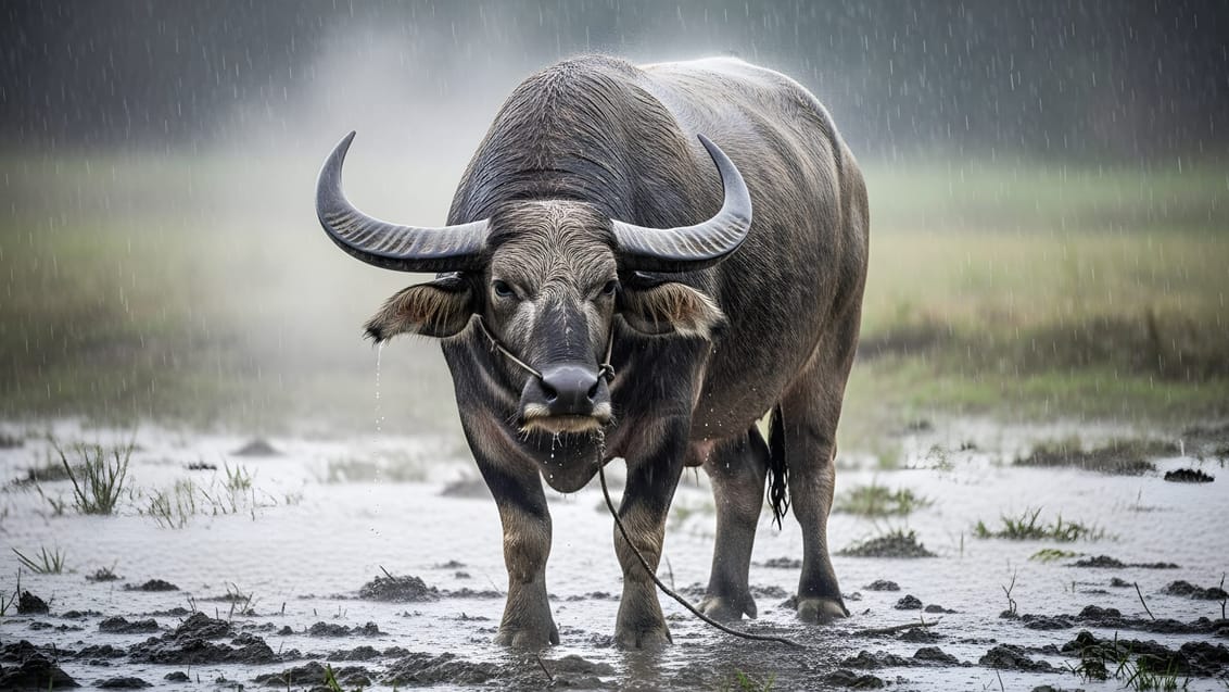 Vandbøffel på Sulawesi, Indonesien Vandbøffel på Sulawesi, Indonesien