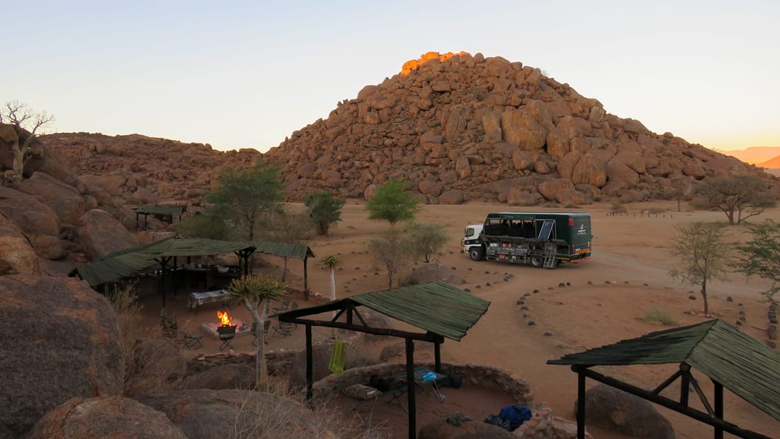 Camp site i Namibia på din gruppetur